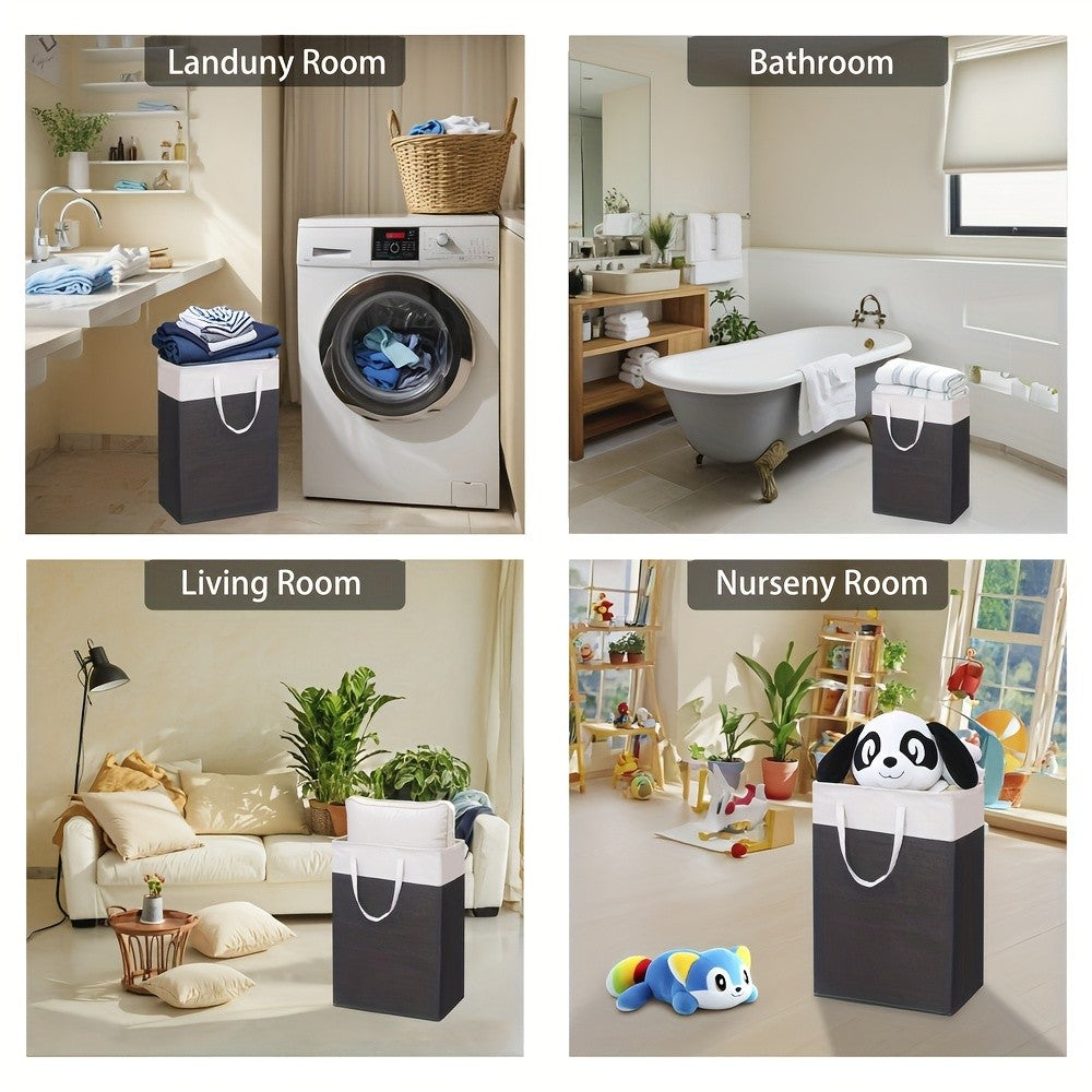 Laundry Basket with Lid, 22.45gal Large Deluxe Laundry Baskets - Collapsible Foldable Laundry Hamper Big Storage Basket Bin for Clothes Washing Bedroom Organizer Toy Collection (Black)