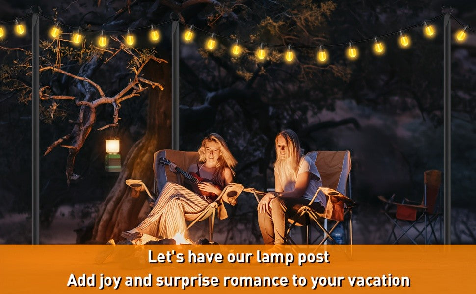 4 Pack 11.1FT String Light Poles With Metal Ground Stake, Heavy Duty Rustproof Metal Light Stand For Outdoor Garden Backyard Deck, Fall Autumn Harvest & Halloween Party Decor, Perfect For Wedding, Patio, Outside Holiday String Lights Support Poles