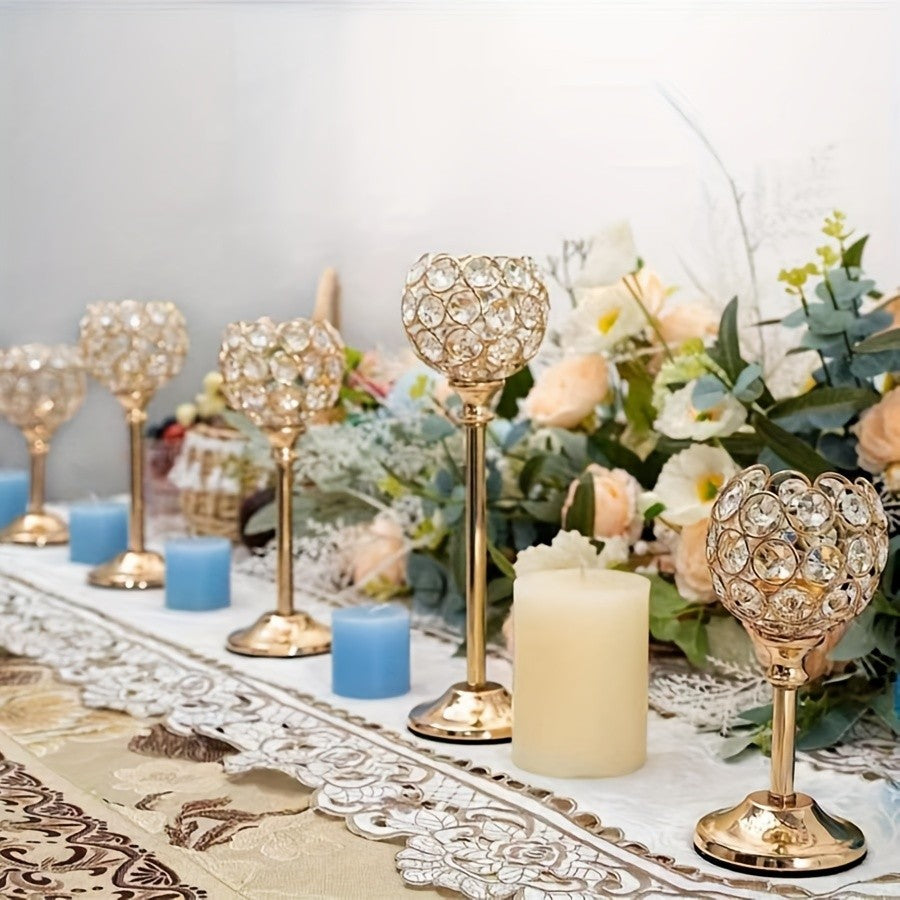 6pcs/3 Crystal Candelabra For Wedding Anniversary, Table Decoration, Candlelit Dinner Photo Props, Home & Hotel Decoration, Birthday Gifts, Ideal For Table Centering, Wedding, Catering, Party (Candles Not Included)