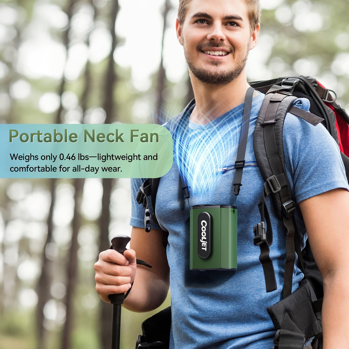 Neck-hanging Portable Waist Fan, Featuring an 18000RPM Powerful Brushless Motor, Four-speed Wind Adjustment, and a 5000mAh High-capacity Long-lasting Battery. Equipped with an LED Power Indicator, It Is Suitable for Outdoor Work, Camping