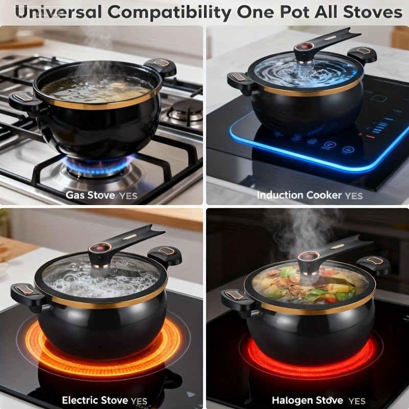 Large Capacity 8.45QT Non-Stick Stockpot with Twist Lock Handle - Heavy-Duty Ceramic Construction, Induction And for Gas Stove Compatible, for Home, Restaurant, Ollas Para La Cocina