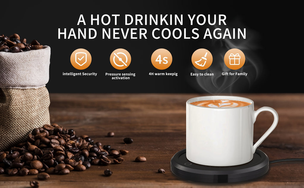 LALAYUAN Electric Mug Warmer, Fast Heating Coffee Cup Warmer with Temperature Control, 110V US Plug, Plug Powered Beverage Heater, with Desk, for Coffee Lovers, Coffee, Milk, Tea, Candle Wax Gift