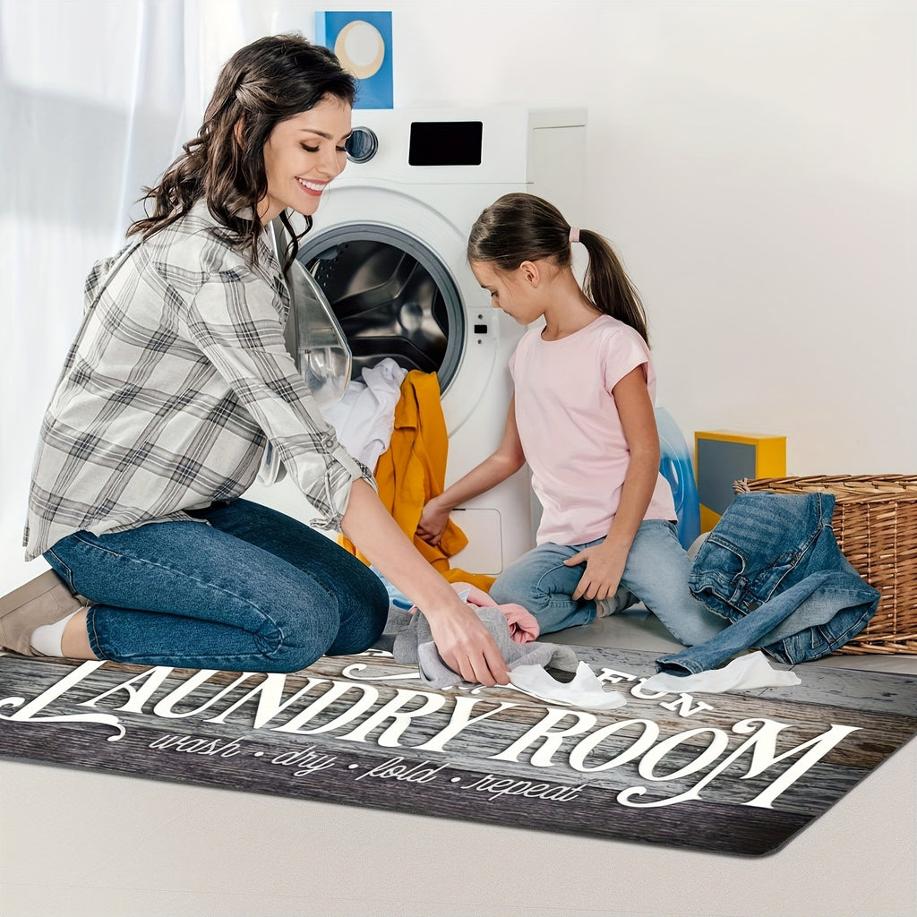 Non-slip Washable Laundry Room Runner Mat,Home Decor Floor Mat,Laundry Mat Home Decor,Laundry Room Accessories-Machine Washable Mat with Laundry-Themed Phrases
