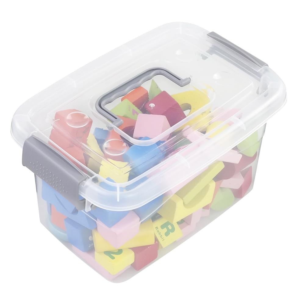 [6-Pack Stackable Bins] Storage Box Set - 6-Pack Heavy-Duty Organizers with Secure Lids, Shatterproof Stackable Bins for Garage, Basement And Closet