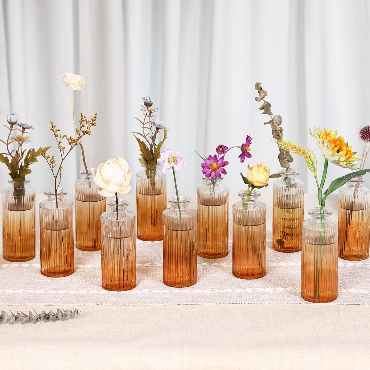 12/24/36pcs Bud Vase, Modern Striped Style, Wedding Centerpieces for Tables, Mini Clear Bud Vases for Flowers, Small Flower Vases Suitable for Birthday Party, Anniversary, Wedding, Home Table Deco, Multiple Sizes, for Mother's Day