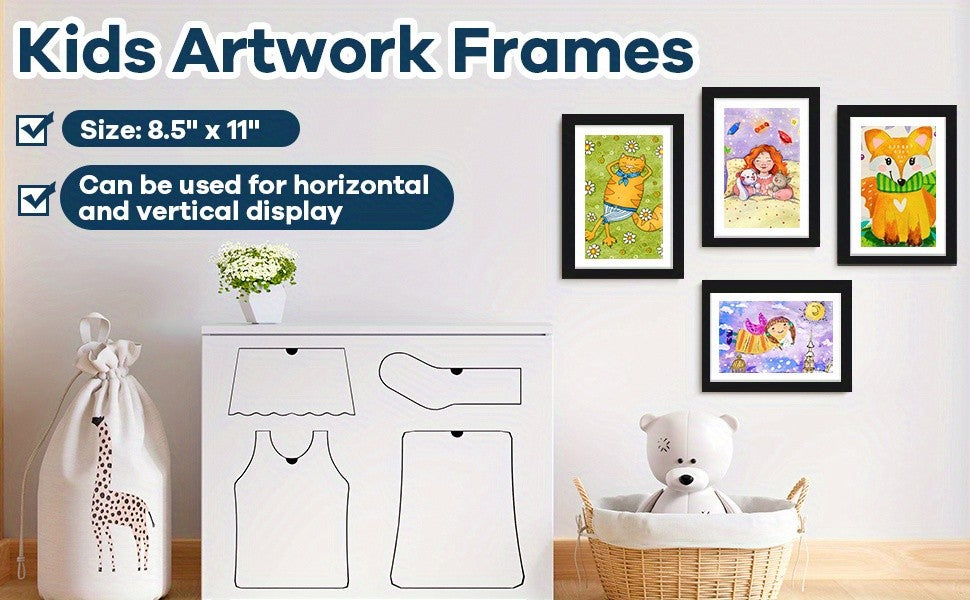 1/ 2/ 4/ 8 Pack Kids Artwork Frames Changeable, 8.5x11in Kids Art Frames Front Opening, Children Art Projects Kids Art Frames Picture Frames For Kids Drawing, Crafts, Photos, Holds 130pcs, Kids Christmas Gifts, Stocking Stuffers