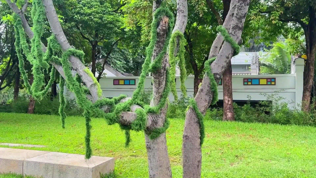 Artificial Moss Vine, Green Decorative Garland in 59.06, 118.11 or 196.85 Inch Lengths for Wall Decor, Wedding Backdrops and Holiday Party Displays