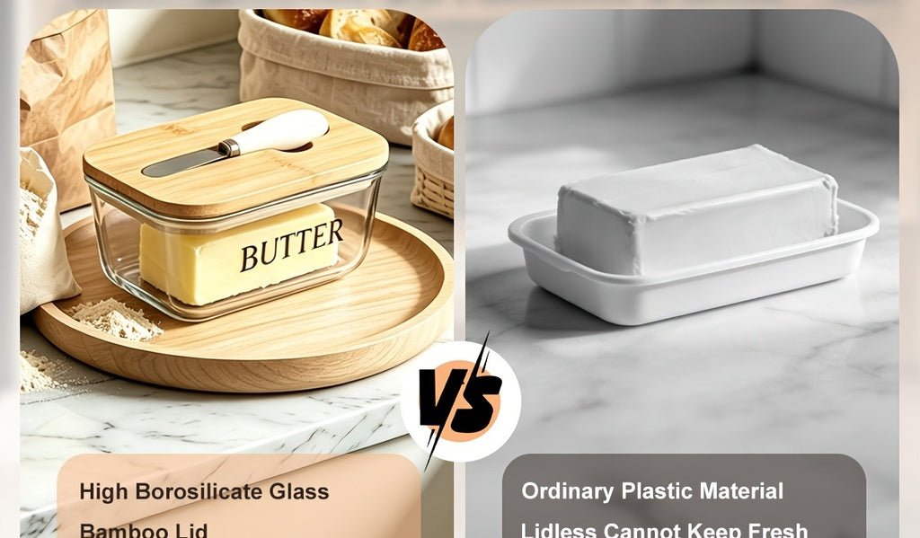 Large Glass Butter Dish with Lid Upgraded The Capacity to Holds 1lb of Butter Butter Keeper with Knife for Countertop and High-quality Seal Kitchen Decor and Gifts for Countertop and Refrigerator Door Shelf
