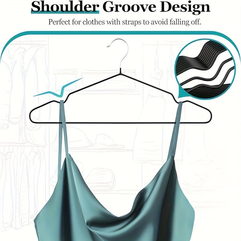 100pcs/50pcs/30pcs, High Manganese Steel Coated Non-slip Hangers, Thickened And Reinforced, Upgraded Weight Capacity, Waterproof And Rust-proof, for Home Use, Commercial Use, Closet Organization And Storage, Coat Hangers, Suit Hangers, Space-saving