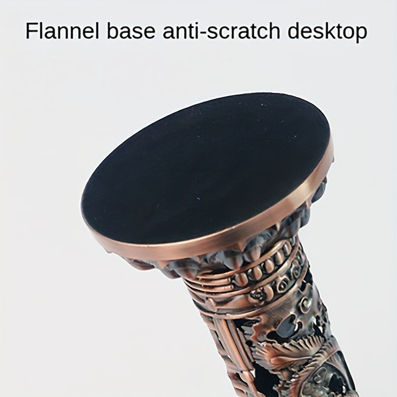 Metal Incense Stick Holder Featuring a Retro Vertical Design, Heart Sutra, Dragon, And Phoenix Motifs, Perfect for Home Or Office Ceremonial Decoration