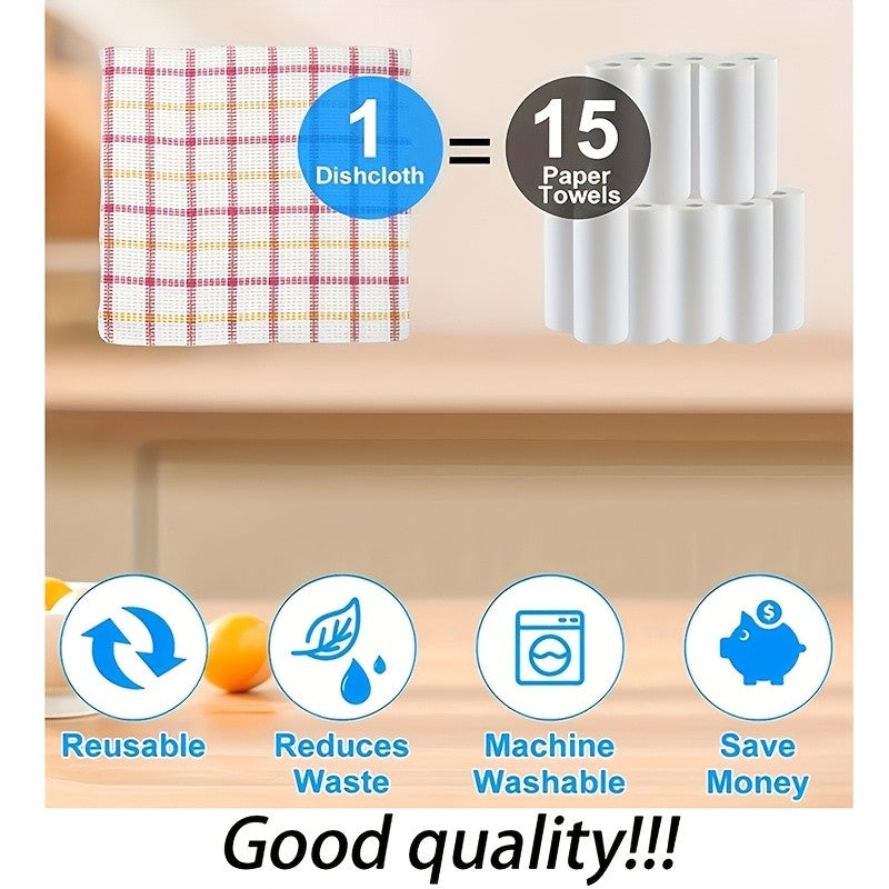 Absorbent Dish Cloth Set, 12-Pack 12 x 12 Inch Reusable Kitchen Towels in Assorted Colors for Dishwashing, Scrubbing and Everyday Counter Cleanup