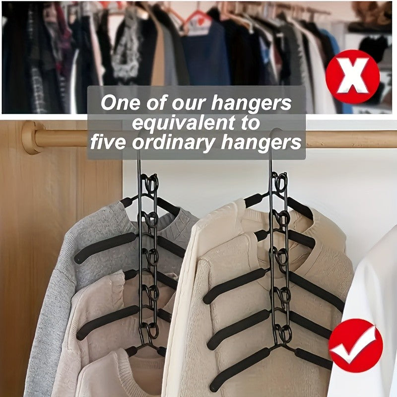 2-Pack Heavy Duty 5-in-1 Metal Space Saving Hangers | Non-Slip Foam Mats for Coats, Sweaters, Suits & T-Shirts