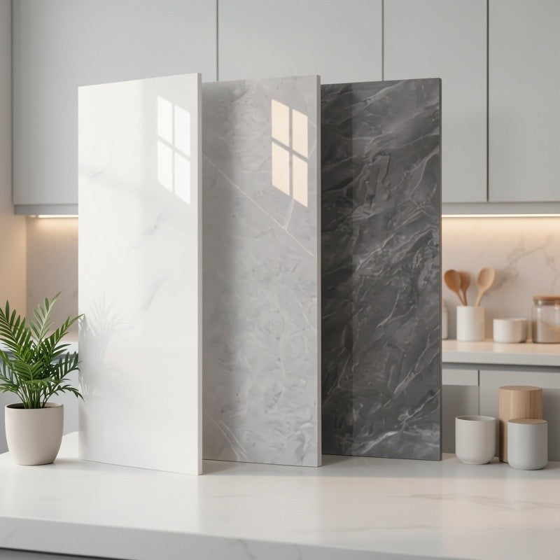 20/40pcs Glossy Marble Pattern Wall Panels Wall Sticker Set, Self-Adhesive Detachable PVC Wall Panels Wall Decals, Waterproof Peel And Stick Backsplash for Kitchen, Bathroom, Living Room, Home, Office, Dorm Decor