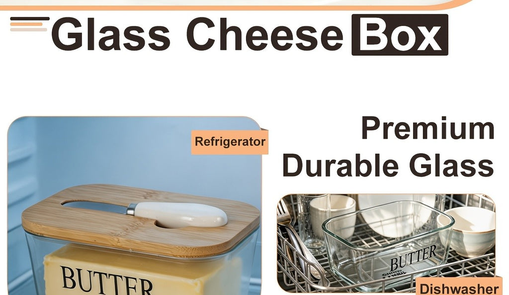 Large Glass Butter Dish with Lid Upgraded The Capacity to Holds 1lb of Butter Butter Keeper with Knife for Countertop and High-quality Seal Kitchen Decor and Gifts for Countertop and Refrigerator Door Shelf