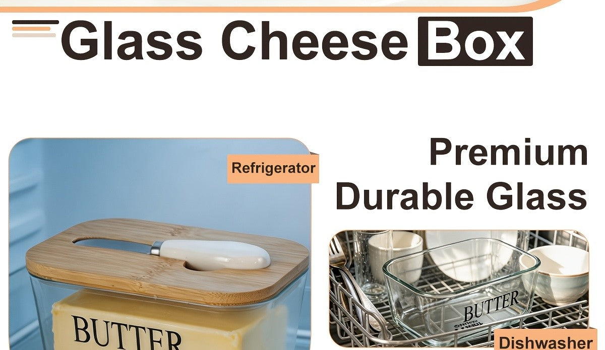Large Glass Butter Dish with Lid Upgraded The Capacity to Holds 1lb of Butter Butter Keeper with Knife for Countertop and High-quality Seal Kitchen Decor and Gifts for Countertop and Refrigerator Door Shelf