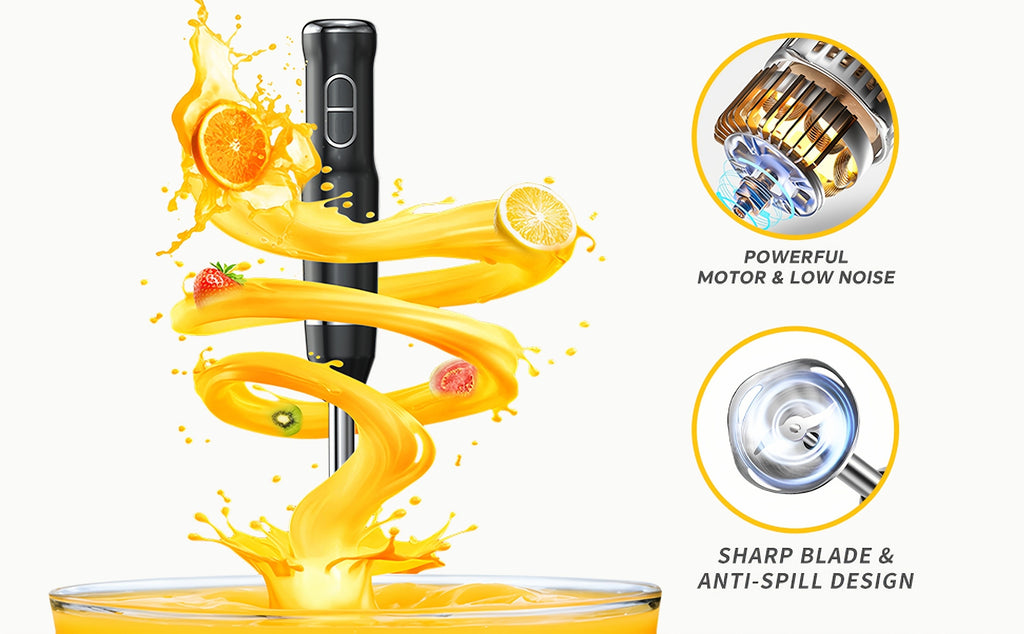 Lalayuan Electric Immersion Blender, Power Handheld Blender, 400W Portable Stick Mixer with 2 Mixing Speeds&Turbo Mode, 304 Stainless Steel Blades, Easy to Grip Speed Corded Hand Mixer, Perfect for Soup Smoothie Puree Food Fruit, with Detachable Base