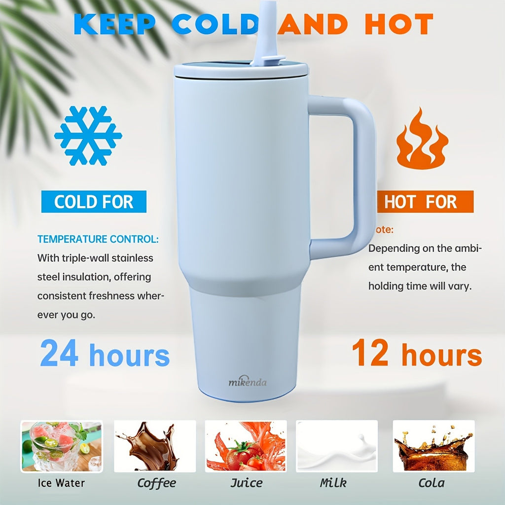1pc Foldable Straw Stainless Steel Insulated Tumbler with Lid And Straw, Double Wall, 6 Colors Available, Keeps Hot 12H/Cold 24H, Suitable for Home, Office, Car, And Travel, Great for Christmas, Thanksgiving, And Birthday Gifts, Local Warehouse.