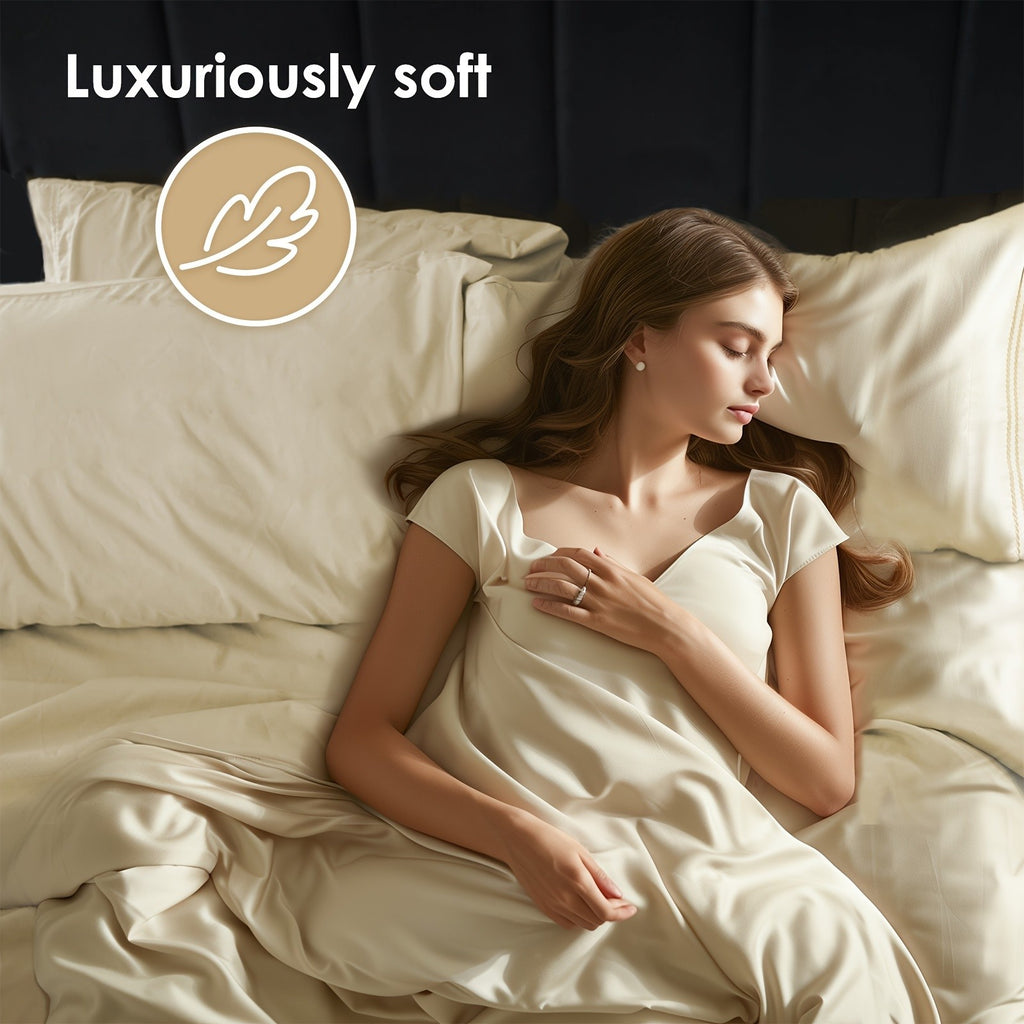 Ultra Soft Machine Washable Luxury Bed Sheet Set - ClevaHome 3/4/6pcs Cooling Queen Sheet Set Deep Pocket - Shrinkage & Fade Resistant Embroidered For Daily Use, Dorms, Guest Rooms, Graduation [Black Friday Cyber Monday Christmas Gift]