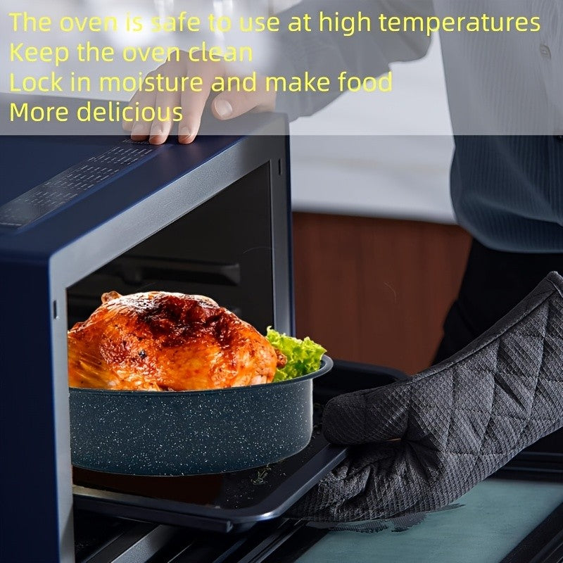 Granite Enamel Roasting Pan with Lid, Large Nonstick Carbon Steel Turkey Roaster for Oven, Chicken Roasting Pan, Soup Stew Bakeware,Black/Red Cooking Soup Pot