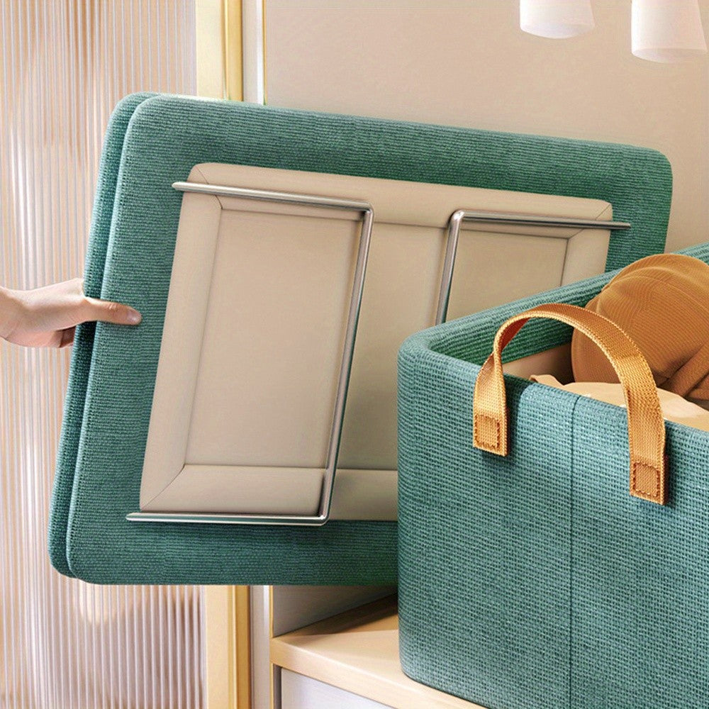 4/ 6pcs Clothes Organizer Box With Handles, Foldable Wardrobe Storage Box With Steel Frame, Stackable Sundries Storage Box With Bottom Plate, Storage Box With Transparent Visual Lid - 18.5*11.02*7.87inch