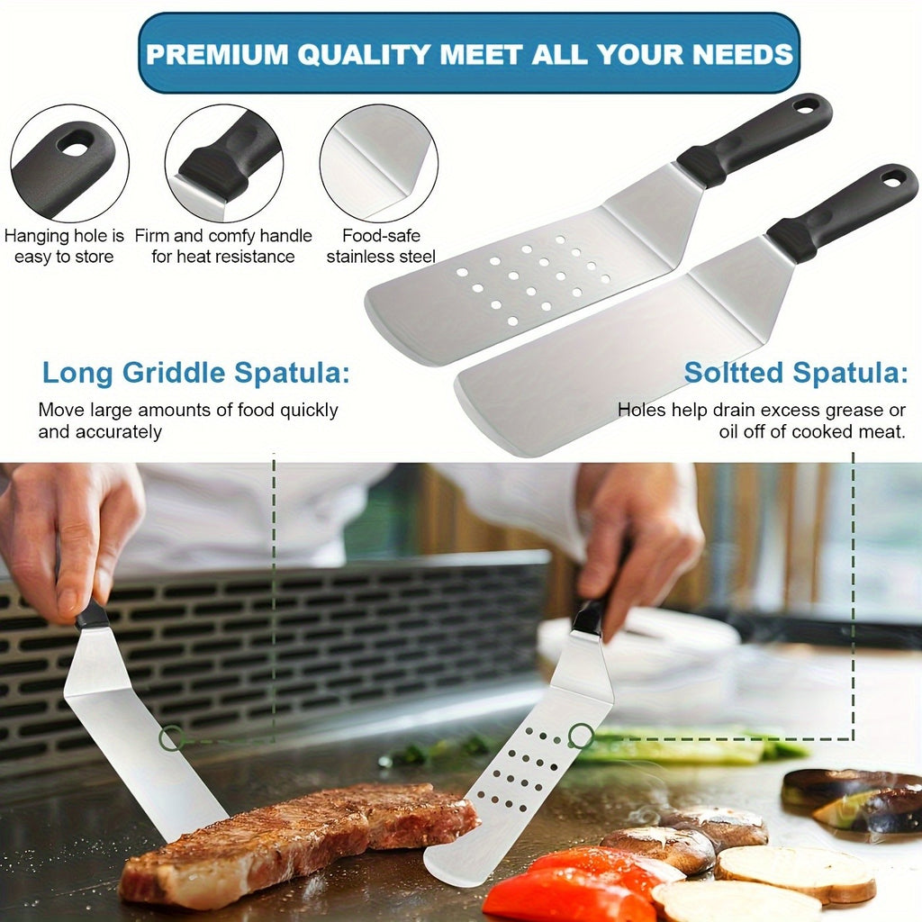 34/17pcs Of Barbecue Set, Barbecue Accessories, Teppanyaki, Meat Press Plate, Meat Thermometer, Kitchen Tools, Suitable for Outdoor Barbecue, Parties, Father's Day Gifts