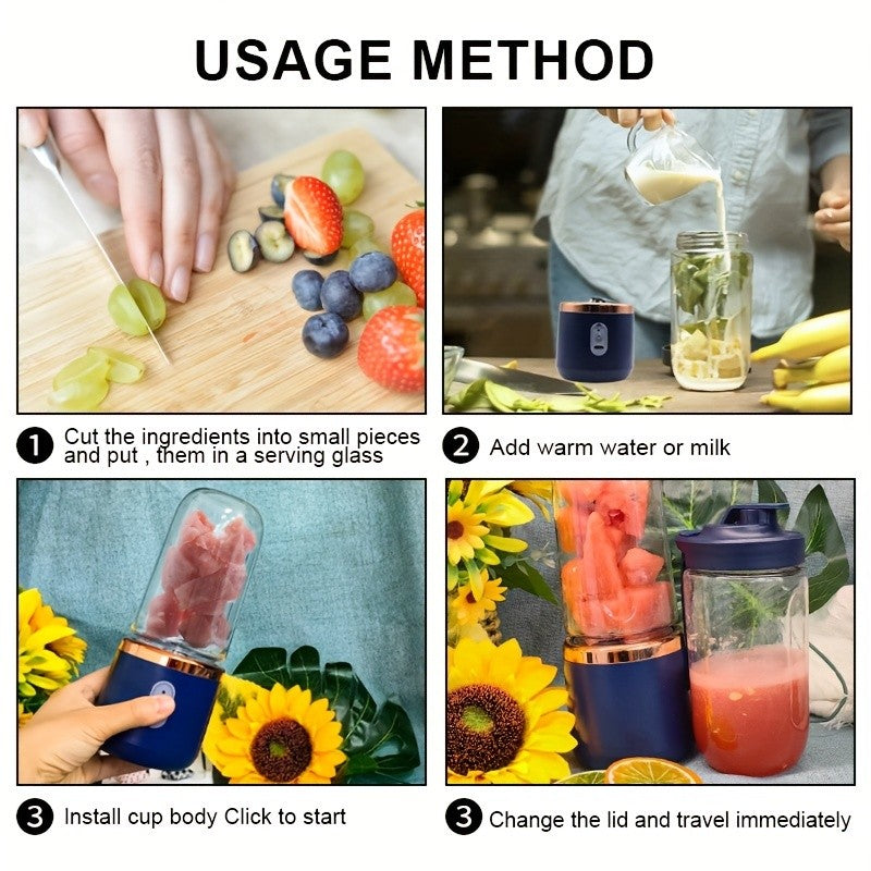 Portable Double Cup Fruit And Vegetable Juicer, Made of Food Grade ABS, with a Capacity of 1500Mah Rechargeable Battery, Gift Box, Multifunctional Juicer, Kitchen Supplies, Essential for Summer Fruit Juicing