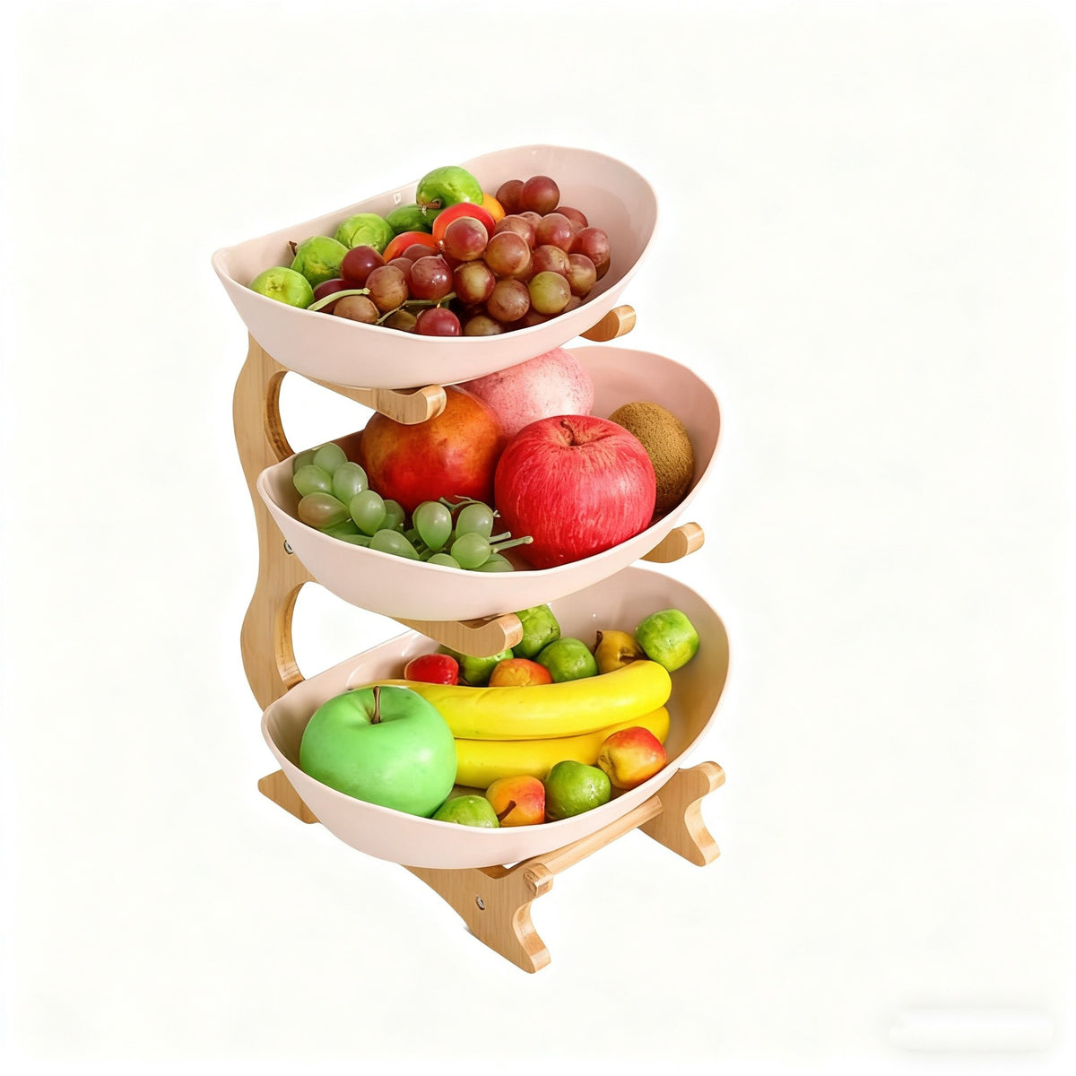 2/3-Tier Creative Plastic Fruit Plate | Elegant Wooden Design Suitable for Family Snacks And Bread Plastic Trays in The Living Room, Space-Saving Design, Easy to Assemble, Birthday Gift
