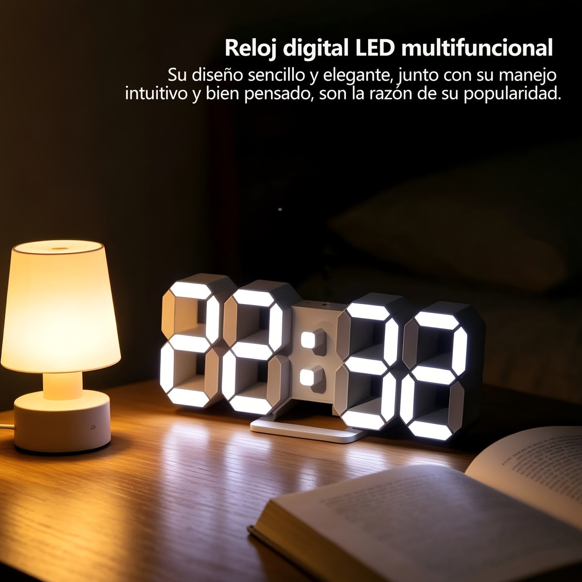 1pc of a 9.7-Inch Digital LED Wall Clock Suitable for Bedrooms, a Large Table Clock with Alarm Features, Remote Control, 12/24-Hour Format, Temperature Display, Dimming Options, And Illuminated Display (White Light)