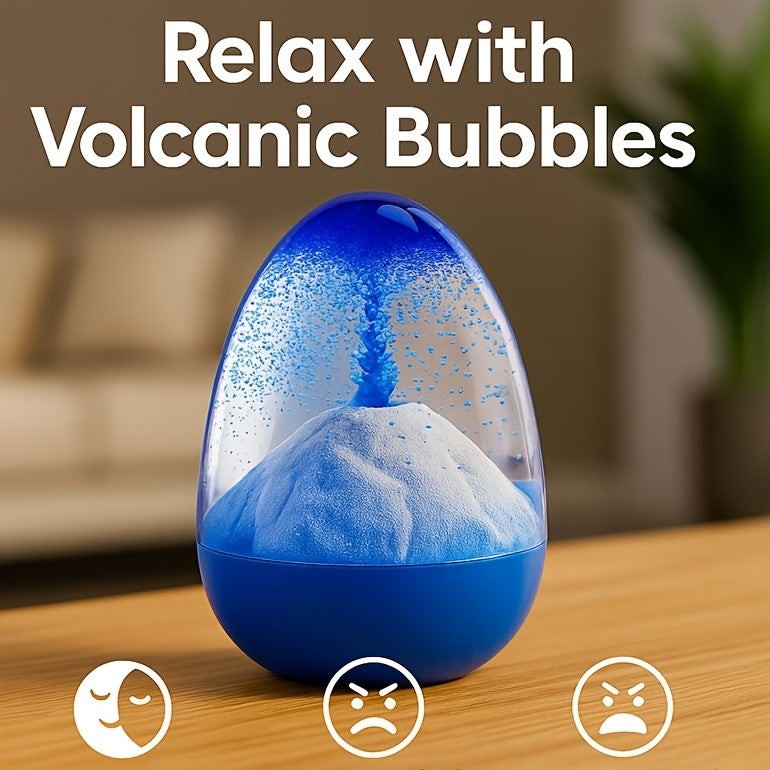 Volcano Liquid Bubbler, Interactive Eggshell Eruption Ornament with Flip-to-Reset Two-Minute Display in Yellow Red or Blue for Home and Desk Decor
