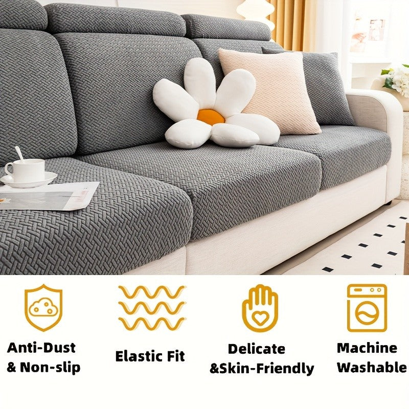1pc of Wear-Resistant And Non-Slip Sofa Cover, Elastic Stretch L-Shaped Furniture Protector, Suitable for 3/2/1/4 Seat And Sectional Sofas, Made of Polyester Jacquard Fabric, Machine Washable, Ideal for Living Room, Bedroom