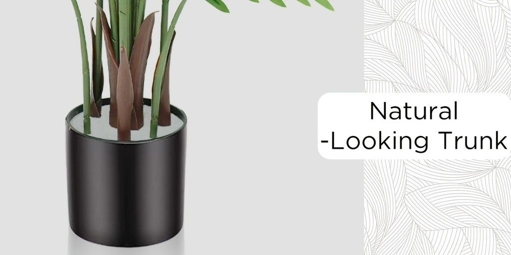 4/5/6ft Artificial Palm Tree, Tall Faux Palm with Bare Stem/Black/White Planter Options, UV-Resistant Realistic Dense Leaves, Tropical Floor Plant Zero Maintenance Easy Assembly Fake Tree for Living Room, Front Porch, Patio, Office & Commercial Decor