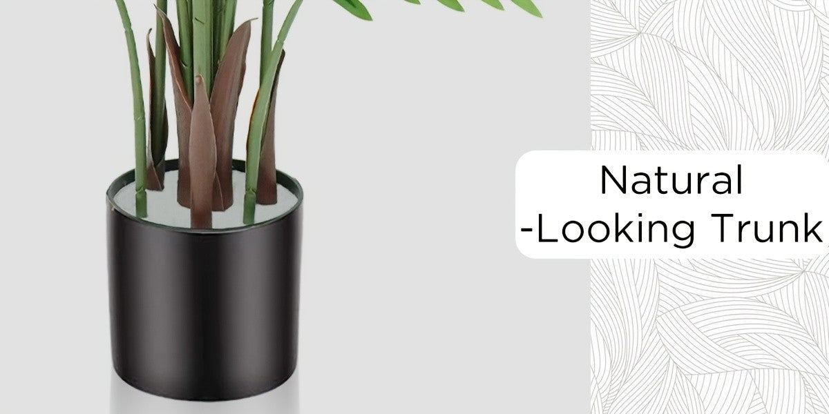 4/5/6ft Artificial Palm Tree, Tall Faux Palm with Bare Stem/Black/White Planter Options, UV-Resistant Realistic Dense Leaves, Tropical Floor Plant Zero Maintenance Easy Assembly Fake Tree for Living Room, Front Porch, Patio, Office & Commercial Decor