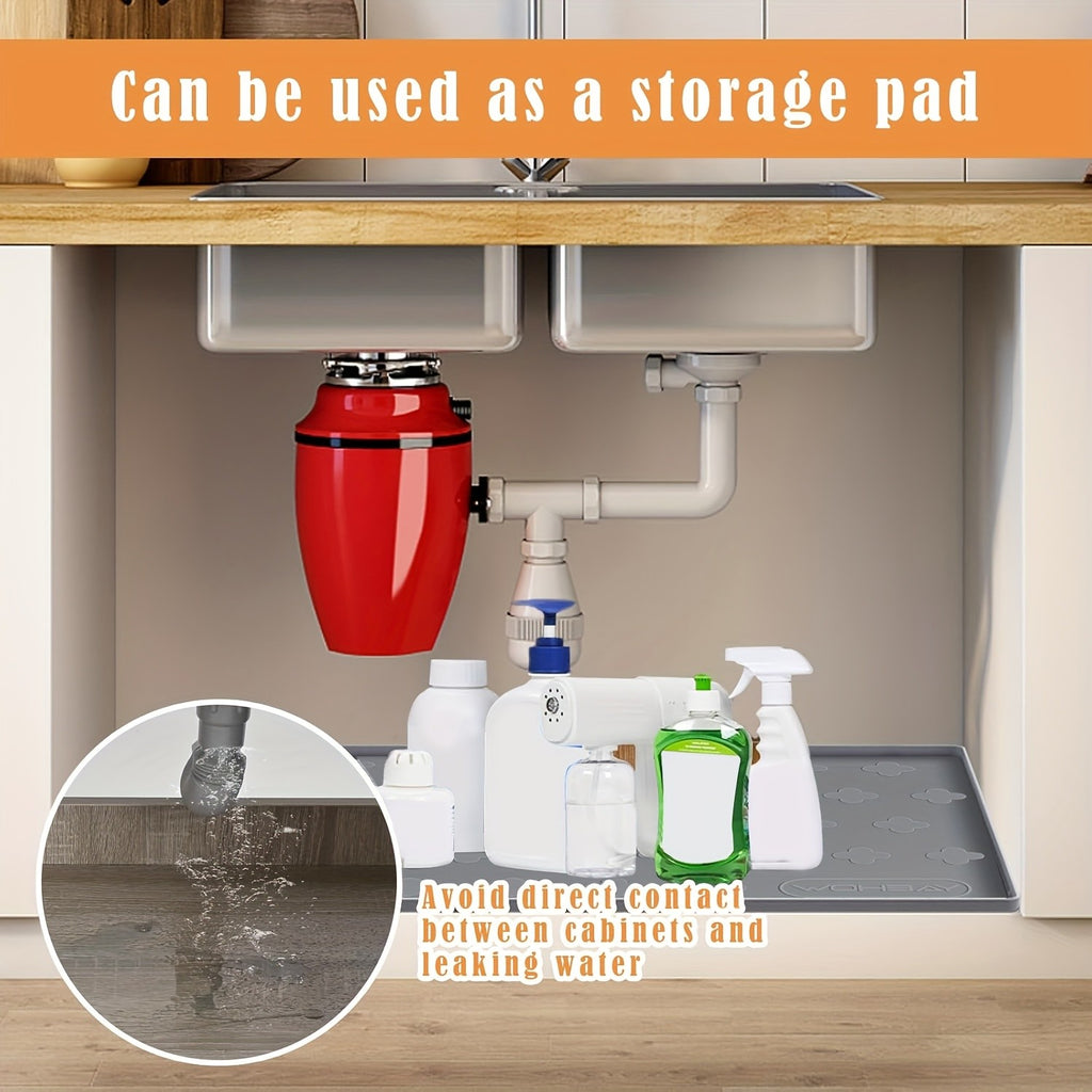 Waterproof Under Sink Mat 34" X 22", Kitchen Cabinet Liner And Drawer Shelf Liners, Protectors for Kitchen Organizers And Storage, Silicone Mat Boot Tray
