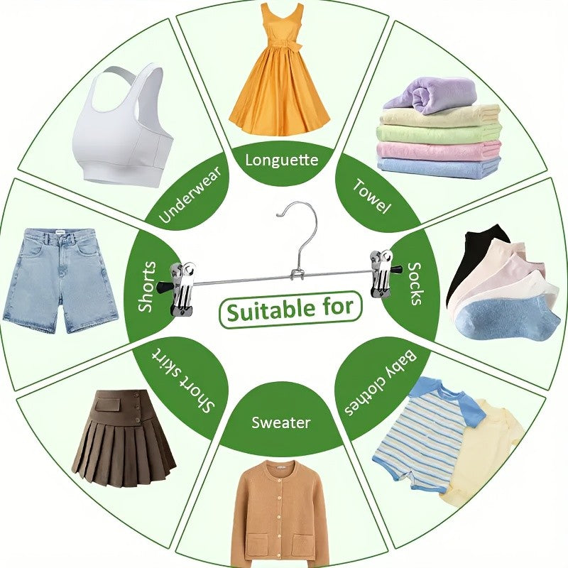 30/60 Adjustable Metal Coat Hangers with Hooks And Clips, Space-Saving Storage Solution for Wardrobes, Ideal for Bedrooms, Dorms, And Home Use, Perfect for Storing Women's Jeans, Skirts, And Leggings