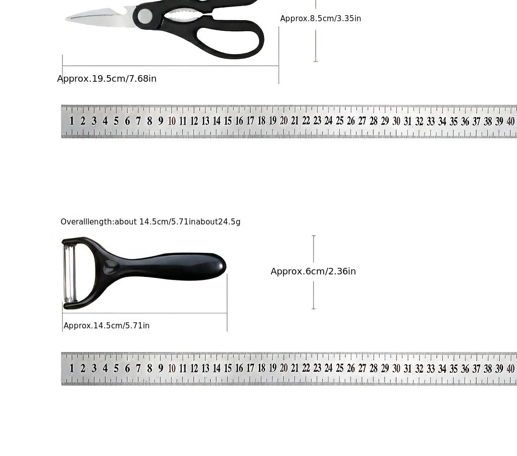 Professional 6pcs Kitchen Knives Set, Chef, Cleaver, Slicer, Utility Knife Peeler& Scissors High Carbon Stainless Steel Ultra Sharp with Non-Stick Ergonomic Wood Handle Cooking Chef Knife Set for Home Travel Vegetable, Meat, Fruit Gift Box