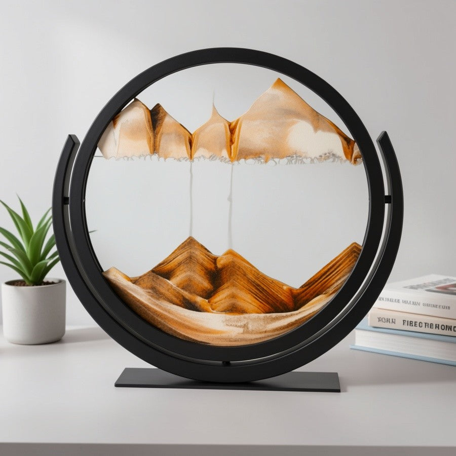 Sand Art Desktop Display, Decorative Quicksand Painting with Plastic Construction, No Electricity Required for Home Office and Tabletop Styling