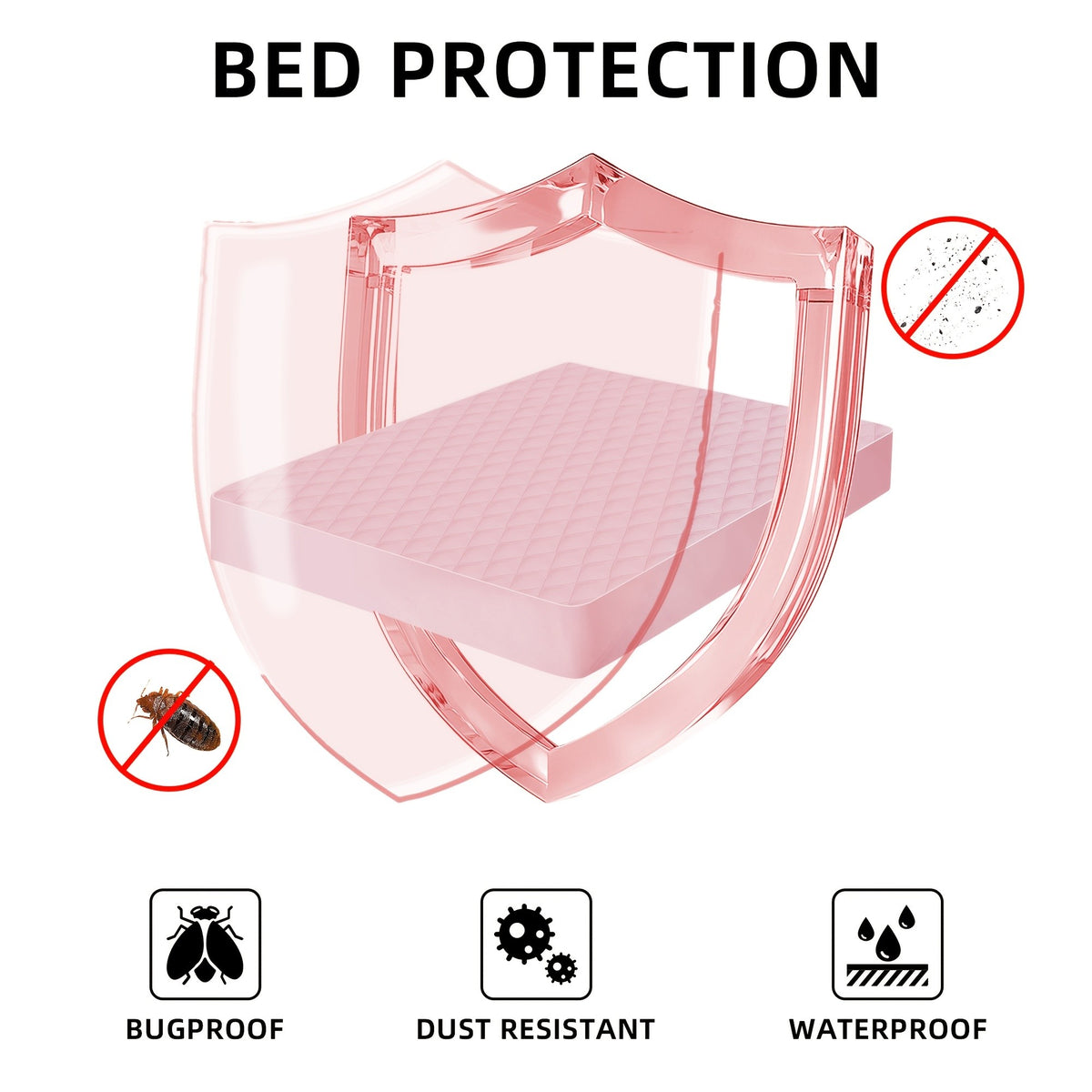 Waterproof Mattress Protector Set of 2, Quilted Deep Pocket Fitted Bed Covers with One Selected and One Random Color for Twin Full Queen and King Beds