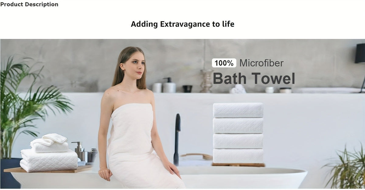 4pcs Oversized Bath Towel Set in Sleek Blue - Ultra Soft, Highly Absorbent, Quick-Dry Microfiber with Diamond Pattern - Includes 4 Bath Towels, and Matching Beach Chair Cover - Ideal for for Bathroom Hotels Gym, Valentine's Day Gift, Wash Cloths