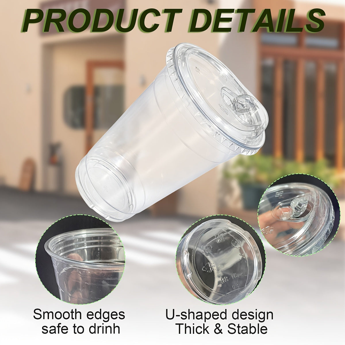 [100pcs]Clear Plastic Mug with Slanted Lid - Disposable Iced Coffee Cup, Smoothie & Cold Drink Storage Container - PET Crystal Party Mug - Perfect Choice for Mother's Day, Halloween, Christmas, Thanksgiving, Small Parties And Family Gatherings