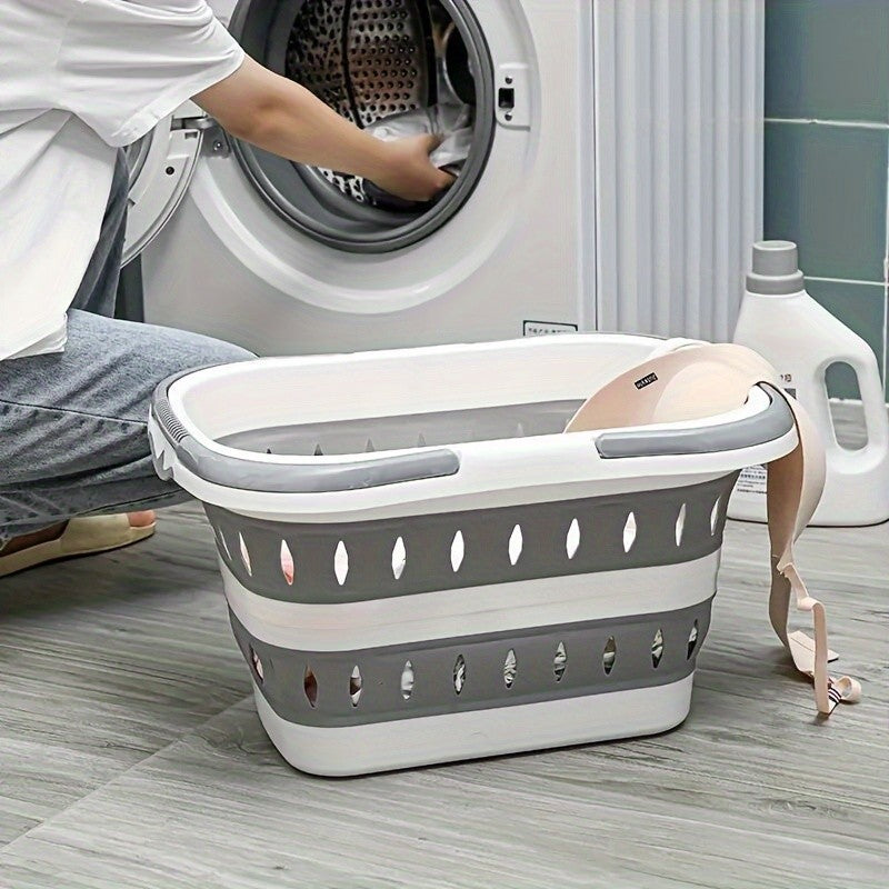 1pc Large Folding Clothes Basket For Household Wall Hanging Clothes Storage Basket Bathroom Laundry Basket Plastic - High Quality Perfect Mother'S Day Gift, Laundry Baskets