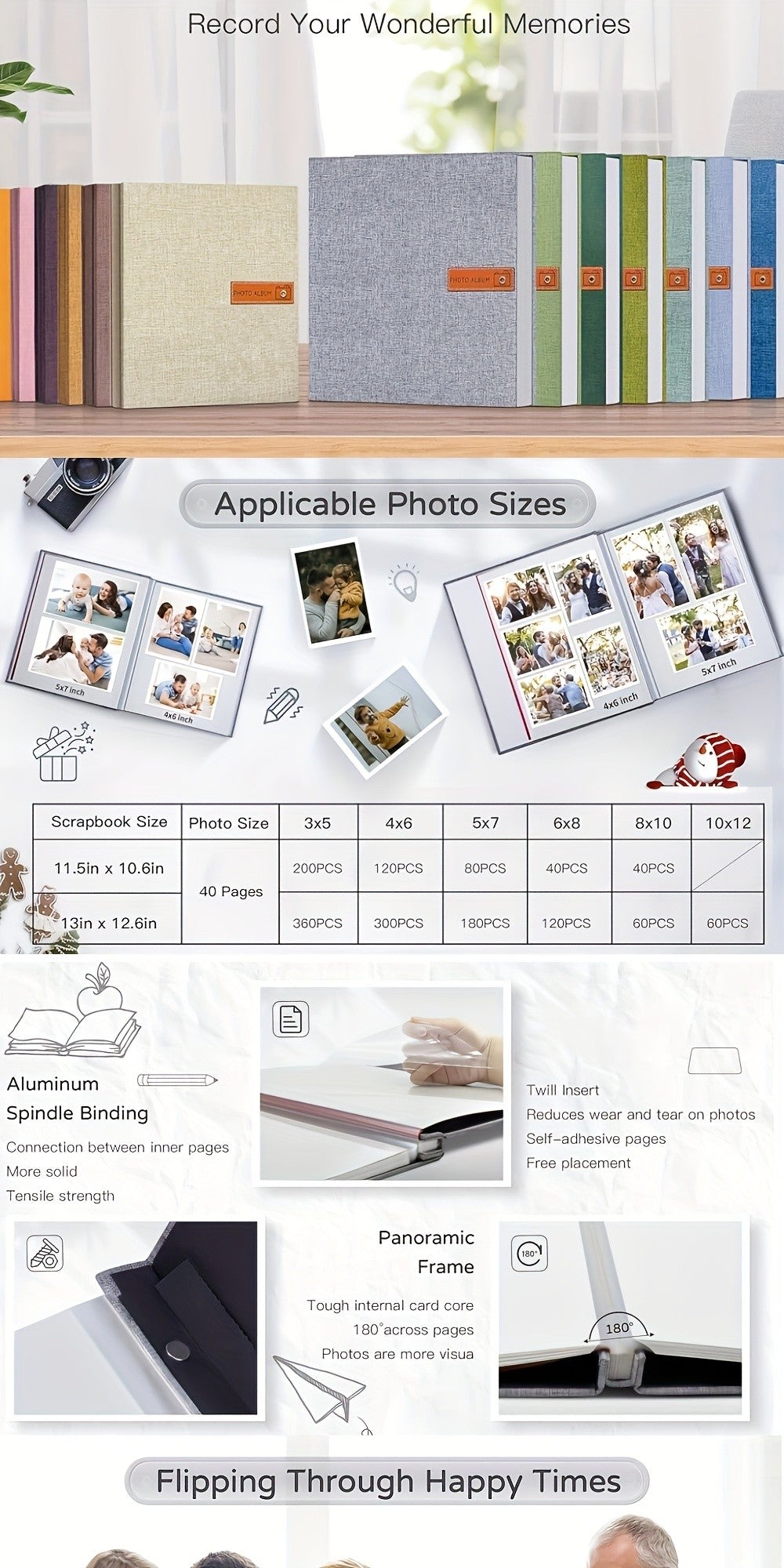 1pc Large Photo Album Self-Adhesive 4X6 5X7 8X10 Scrapbook Album Picture Book, Gifts for Mom, Family Baby And Wedding, with Metal Pen And Plastic Board Photo Album Book Valentine'S Day Gifts Mother'S Day Gift