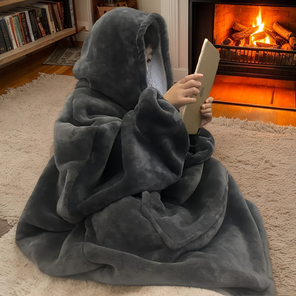 1pc Ultra-Soft Reversible Sherpa Fleece Hoodie Blanket With Kangaroo Pocket - Cozy Wearable Snuggle Sweatshirt, Machine Washable, Perfect New Year Gift, Valentine'S Day Gift TV Nights, And Outdoor Activities, Good For Christmas Present