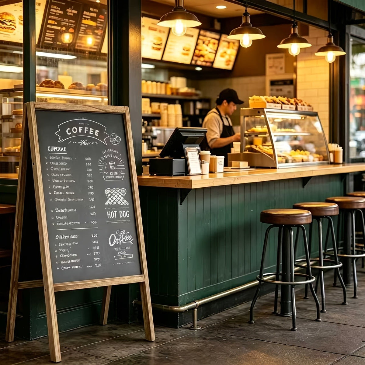 Chalkboard, A-Frame Sidewalk Chalkboard Sign, Rustic Menu Display for Restaurant