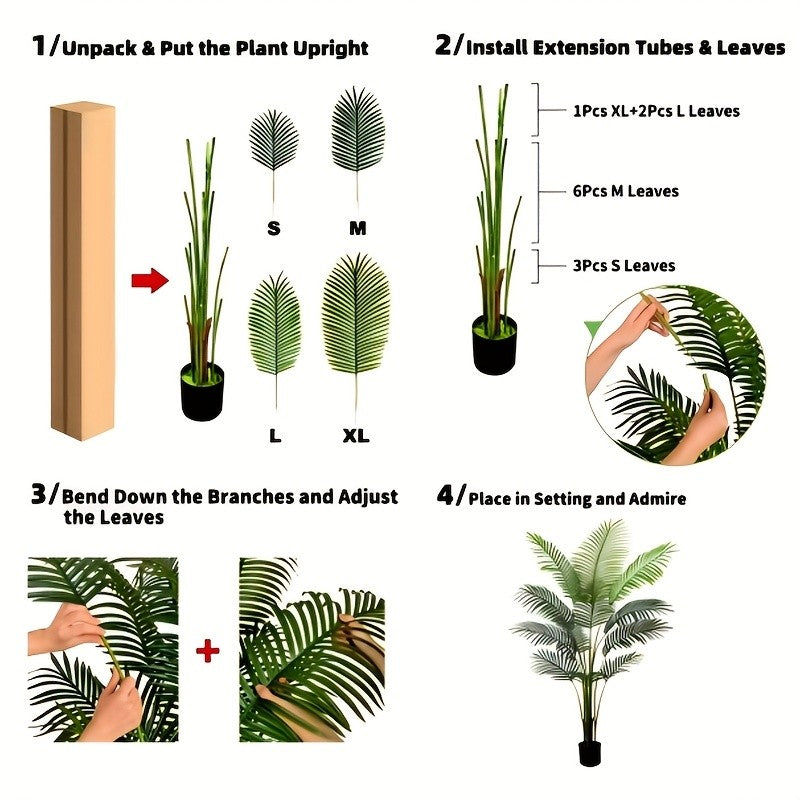 Faux Tropical Palm Tree, 5.9-Foot Artificial Floor Plant with Realistic Leaf Design for Living Room, Home Office, Entryway and Hotel Decor