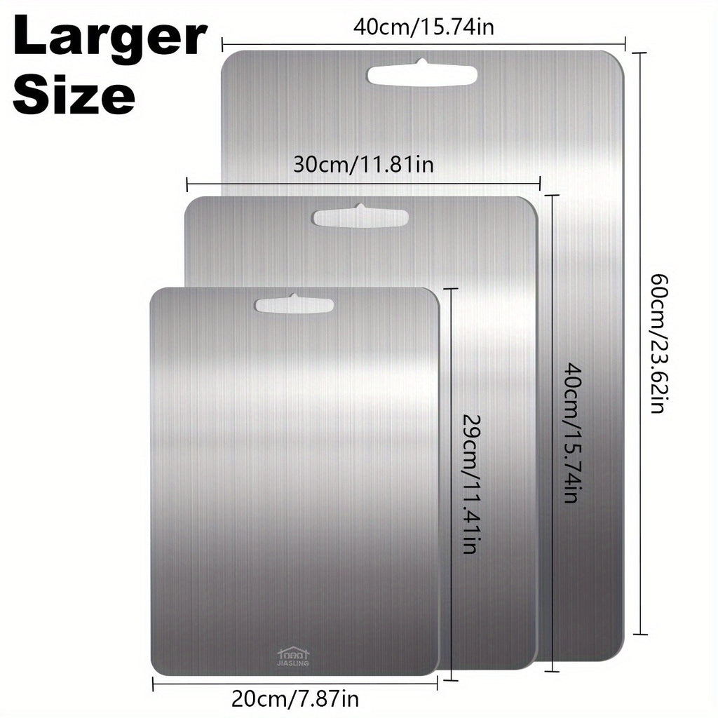 3pcs Stainless Steel Cutting Boards, Ultra-Thin Metal Cutting Boards for Kitchen, 304 Non-Stick Chopping Board for Meat Fruit And Vegetables, Dishwasher Safe, Professional