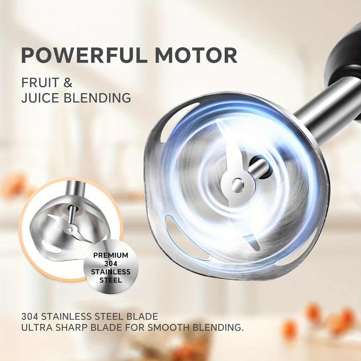 Lalayuan Electric Immersion Blender, Power Handheld Blender, 400W Portable Stick Mixer with 2 Mixing Speeds&Turbo Mode, 304 Stainless Steel Blades, Easy to Grip Speed Corded Hand Mixer, Perfect for Soup Smoothie Puree Food Fruit, with Detachable Base