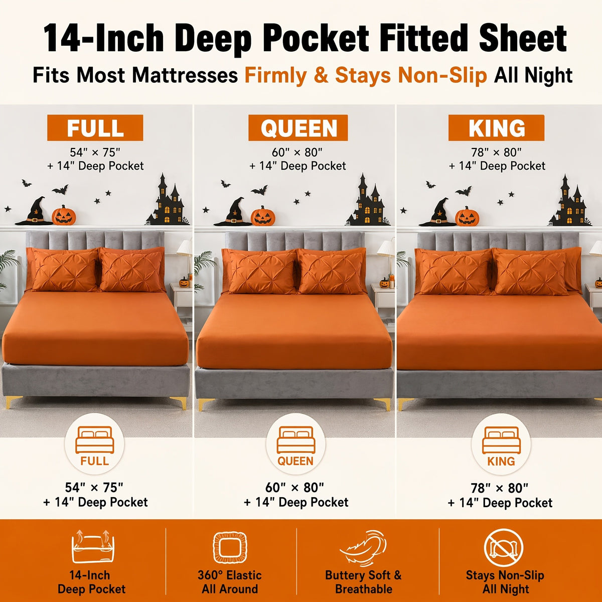 Cosybay 7 Piece Pinch Pleated Comforter Set Queen King Size, Luxury Soft Fluffy Bedding Includes 1 Comforter, 1 Extra Deep Pocket Fitted Sheet, 1 Flat Sheet, 4 Pillowcases & Pillow Covers, Perfect for Halloween Party, Holiday Celebrations & Birthday
