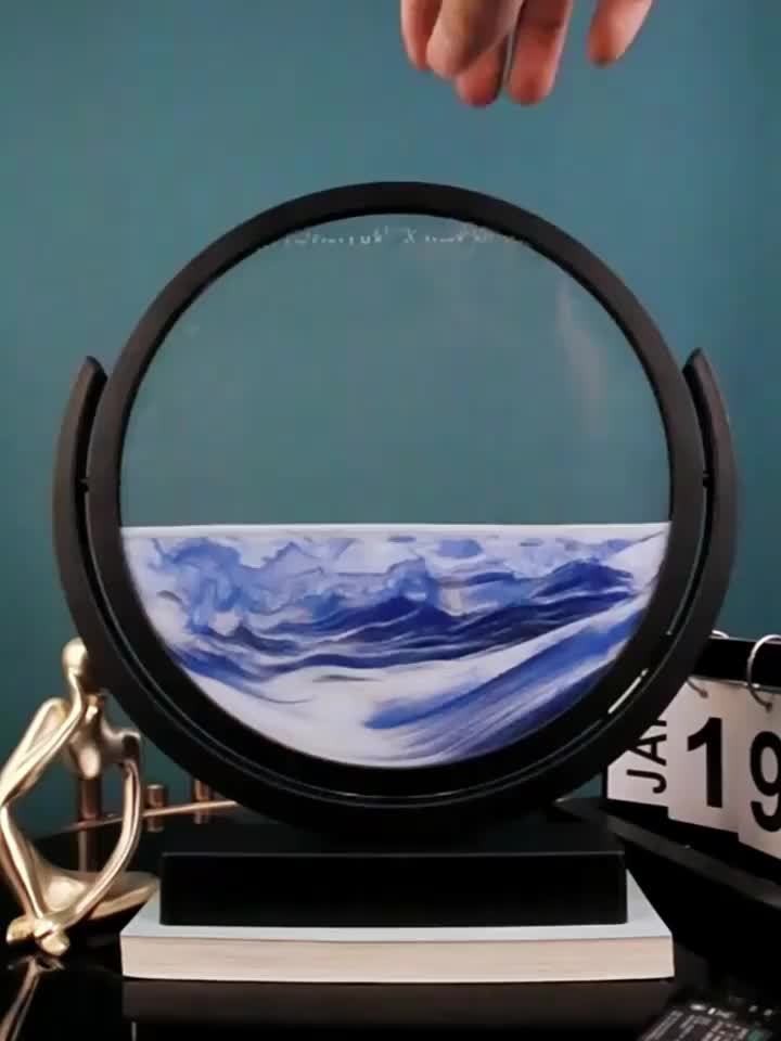Sand Art Desktop Display, Decorative Quicksand Painting with Plastic Construction, No Electricity Required for Home Office and Tabletop Styling