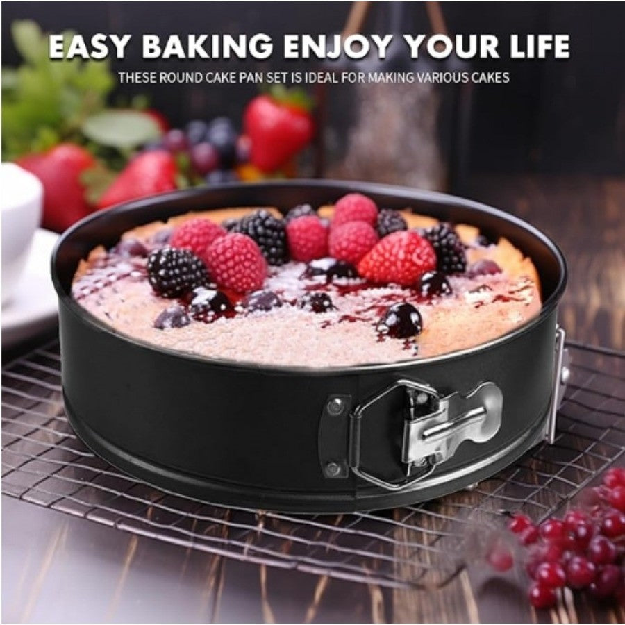 6pcs Cake Pan Set, Carbon Steel Baking Mold with Removable Bottom, Non-Stick, Induction Stovetop Compatible, Round Shape, for Chiffon/Mousse/Cheesecakes, Birthday Kitchen Tools