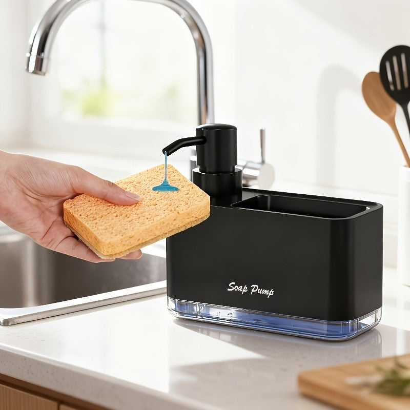 1 Multi-functional Soap Dispenser with Built-in Sponge Holder - Hand And Dish Soap Dispenser Set Detergent Dispenser Sponge Holder 2-In-1 Countertop Soap Pump Dispenser for Kitchen Sink, Ideal Christmas/ Halloween Gift.Shipment From Local Warehouse.